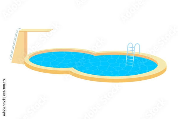 Obraz Vector illustration of the poolwith ladder and tower. Blue pool