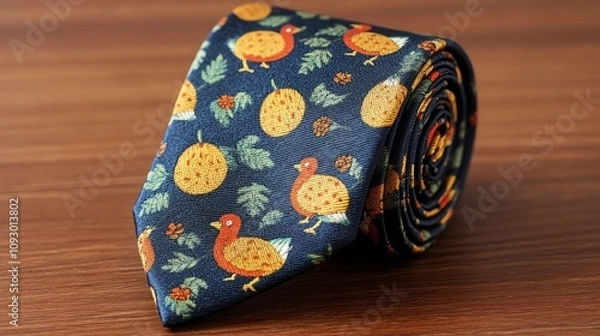 Fototapeta Stylish tie with colorful pattern for formal wear.