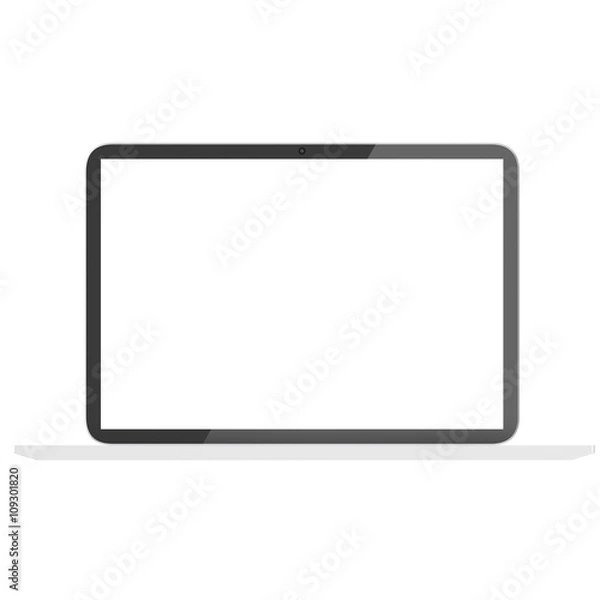 Obraz Notebook, personal devices with empty LCD screens isolated on white background.
