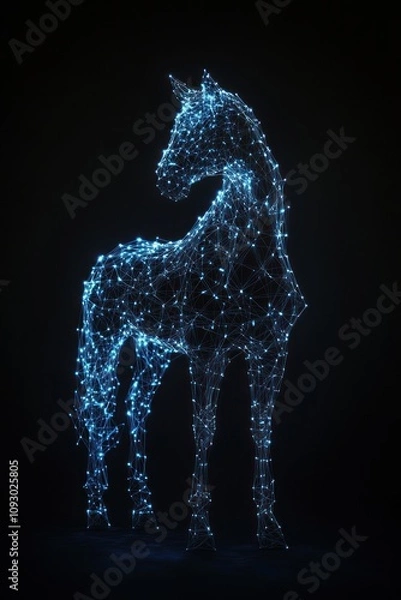 Obraz Glowing wireframe horse symbolizing digital elegance