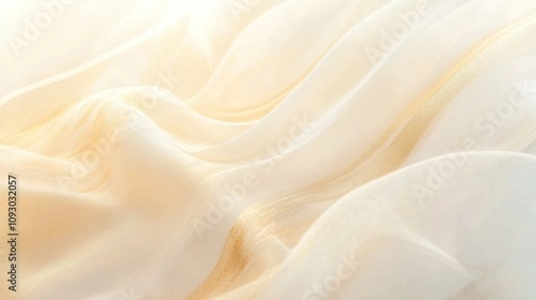 Fototapeta A glowing golden background that fades from creamy beige into a soft white, interspersed with fluid,