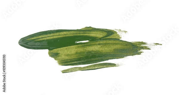 Obraz Dark green watercolor paint brush stroke isolated on transparent background. art and watercolor painting concept.