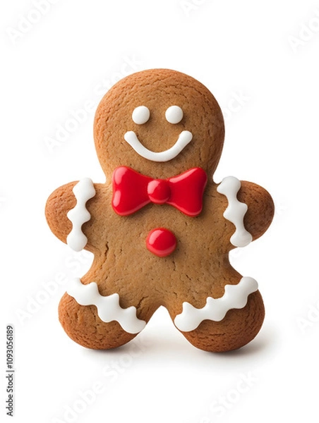 Fototapeta Gingerbread man Christmas cookie, isolated on white background