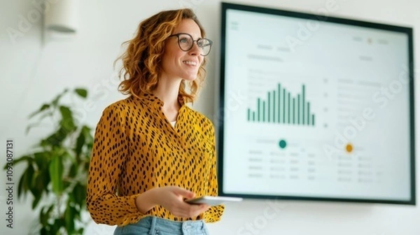 Obraz Presentation on business analytics trends modern office space digital content professional environment engaging viewpoint data-driven insights for growth