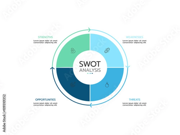 Obraz Business infographic. Concept SWOT analysis banner with 4 options and icos.