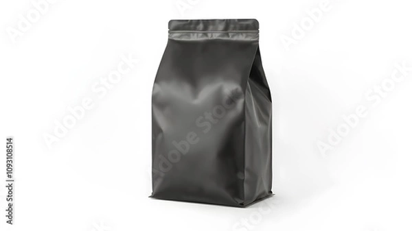 Fototapeta Realistic black stand up pouch bag with zip lock mockup. illustration isolated on white background.