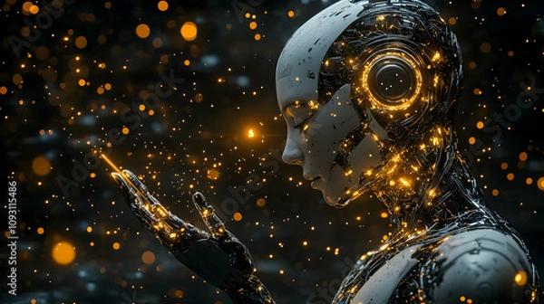 Fototapeta 3D Illustration - Robot in Sparkling Lights