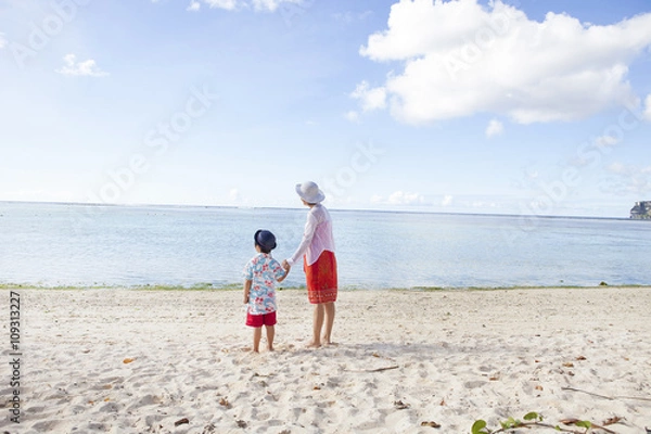 Obraz 南国の風景と親子