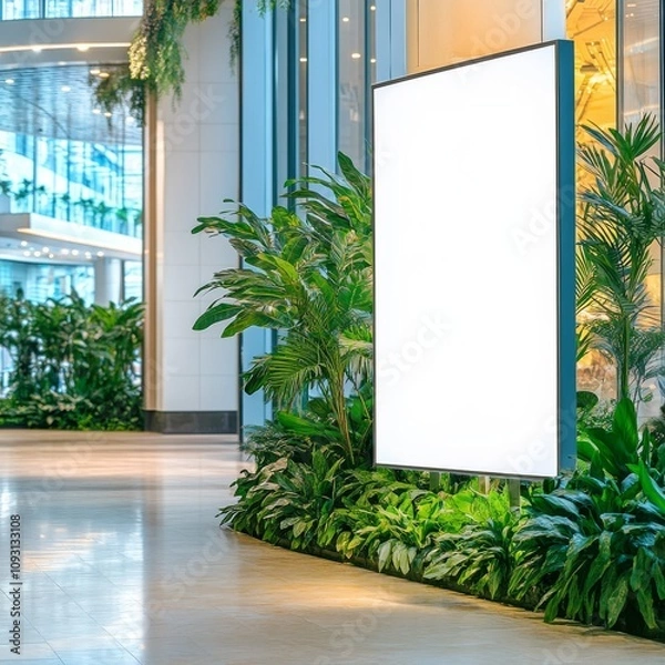 Fototapeta Mockup standalone big screen info kiosk Digital media with blank white screen modern panel display signboard for advertisement design in a shopping center and mall Including clipping
