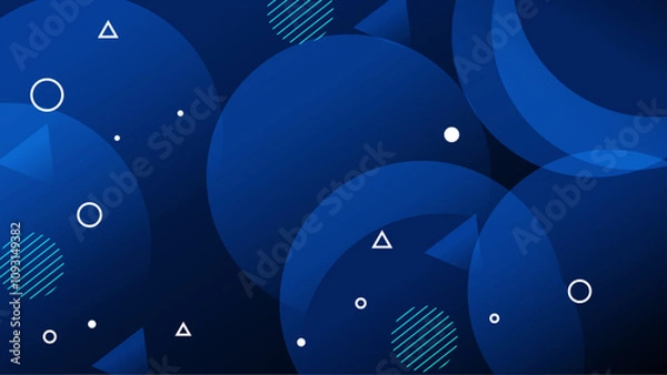 Fototapeta Blue Vector Abstract Geometric Shapes Background. For Background, Banner, Pamphlet, Certificate and Presentation