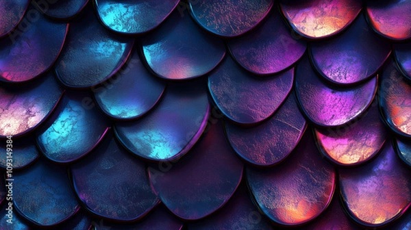 Fototapeta Dragon, fish, snake or mermaid scales pattern
