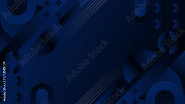 Fototapeta Blue Vector Abstract Geometric Shapes Background. For Background, Banner, Pamphlet, Certificate and Presentation