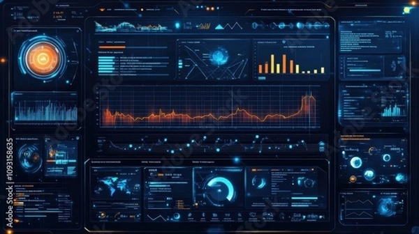 Fototapeta Predictive maintenance dashboard displaying machine health using AI