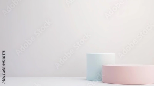 Fototapeta Minimalist podiums for product display with pastel tones