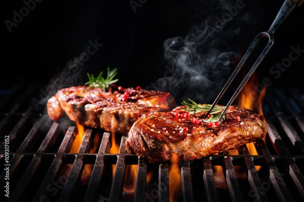 Obraz Steki wołowe na grillu