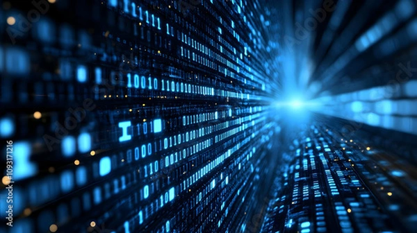 Obraz 3D Abstract Background Binary Code Data Stream Illustration