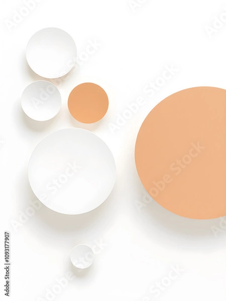 Obraz Minimalist abstract circles on a light background, clean and refined, smooth shapes, sense of balance and harmony, modern and subtle design. Generative AI