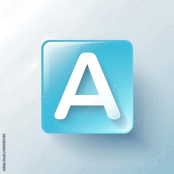 Fototapeta letter A icon square button baby blue