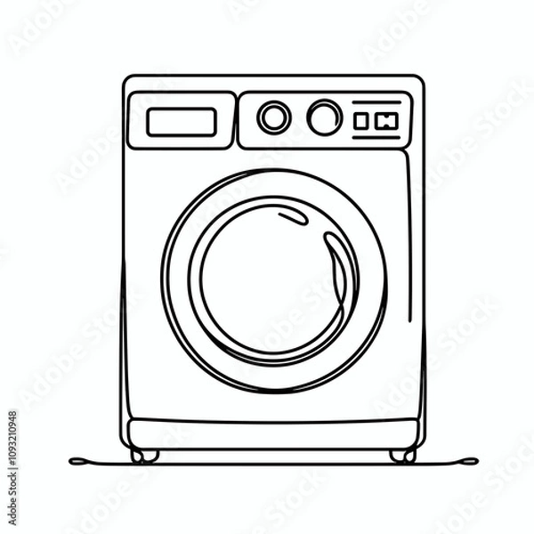 Fototapeta Washing machine in continuous line art style, AI Generation