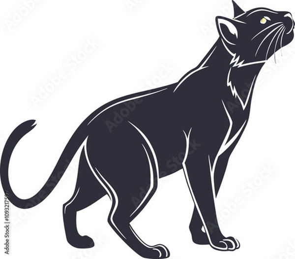 Obraz black cat cartoon, black cat vector, icon vector illustration, cat silhouette of a cat isolated on a white background, eps, png, vector