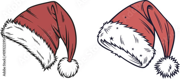 Obraz santa hat logo, christmas clothes object illustration. suitable for poster and web icon