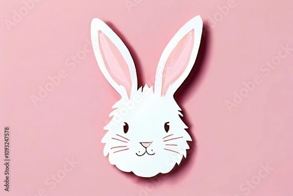 Fototapeta rabbit notes bunny shaped with pastel pink and white patterns