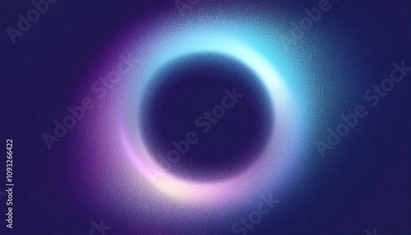 Fototapeta abstract grainy gradient blurred glowing ring on dark background, blue and purple, noise texture effect