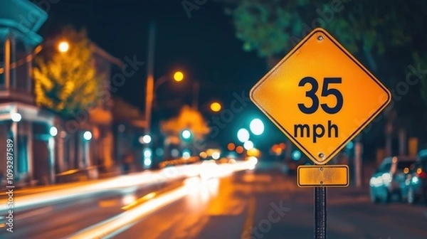 Fototapeta Speed limit sign displaying 35 mph on a rural road, emphasizing the importance of adhering to traffic regulations for safety and compliance.