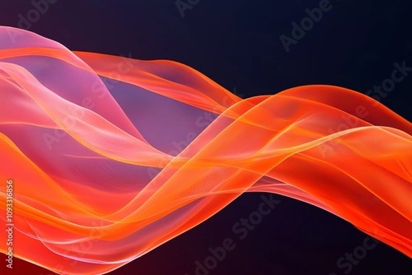 Fototapeta A stunning abstract wave design featuring vibrant red and orange hues flowing gracefully against a dark background.
