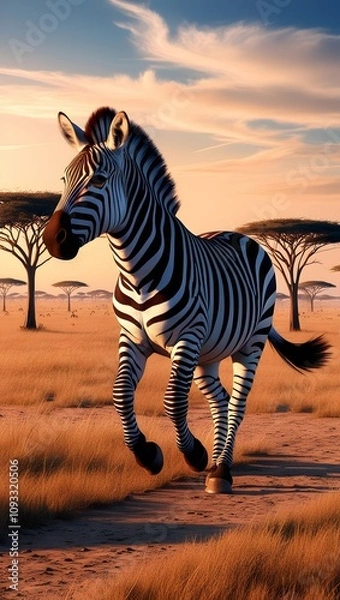 Fototapeta zebra at sunset