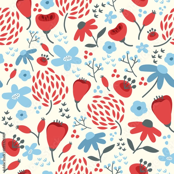 Fototapeta Floral seamless pattern. Simple design for paper, cover, fabric, interior decor and other users.