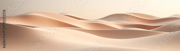 Fototapeta Serene desert landscape featuring gentle, rolling sand dunes in soft, warm colors, creating a tranquil atmosphere of calm and beauty.