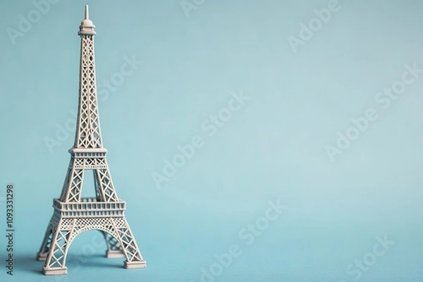 Fototapeta Minimalistic Eiffel Tower model on blue background.
