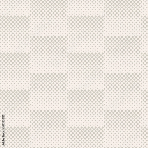 Obraz Neutral vector halftone seamless pattern background. Squares with ombre gradient transition backdrop. 3D weave effect. Brick repeat. Texture illusion. Abstract geometric repeat. Beige ecru colors.