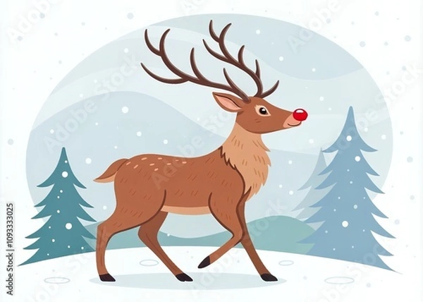 Obraz reindeer with christmas tree and snowflakes Arrangement of Christmas themed emoji
