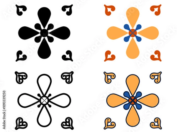Fototapeta Illustrations of vector geometric floral tile art flat design 