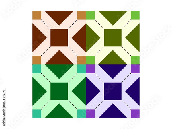 Fototapeta Abstract geometric boxed colorful fabric illustration 