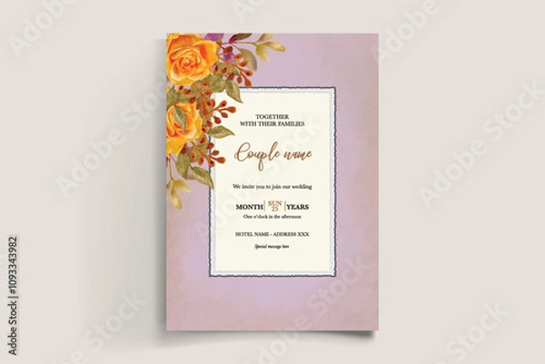 Fototapeta BRIDAL SHOWER FLORAL INVITATION TEMPLATE