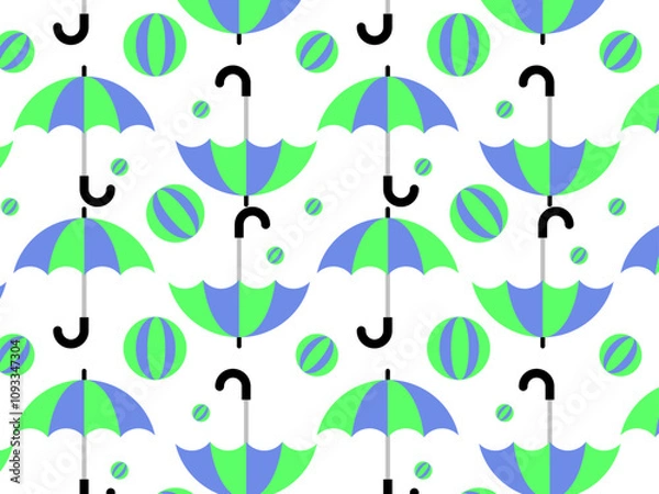 Fototapeta 60s retro umbrella with football background pattern