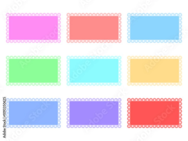 Fototapeta set of colorful abstract photo scalloped frame with rectangle shape