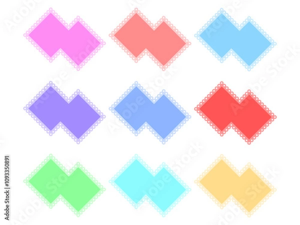 Fototapeta set of colorful abstract zigzag scalloped rectangle photo frame