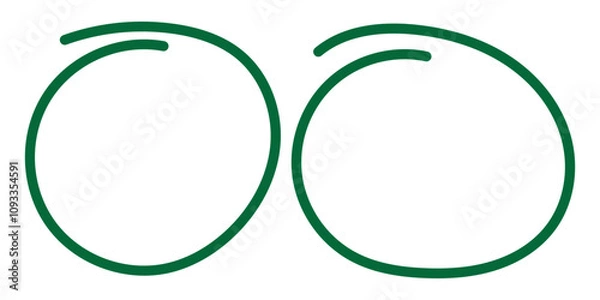 Fototapeta Hand drawn, pen draw green circle. Highlight green circle. Line art for marking text, number, note. vector illustration.