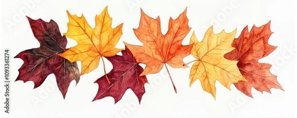 Obraz Thanksgiving, A vibrant arrangement of autumn leaves in shades of red, orange, and yellow, showcasing the beauty of fall foliage.