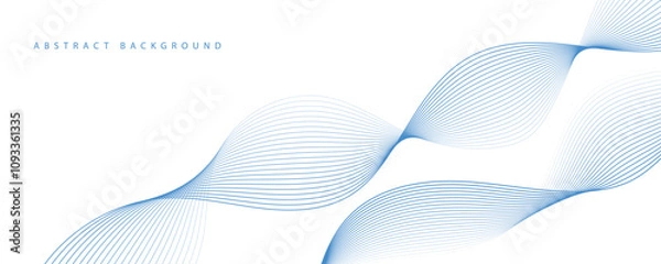 Fototapeta Abstract blue wavy vector background.