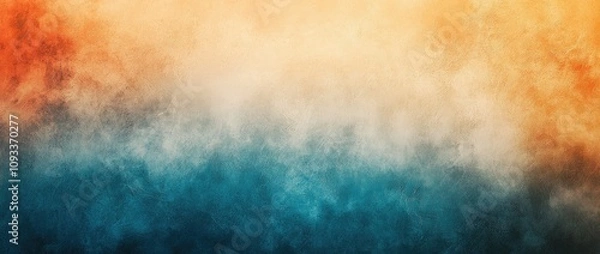Fototapeta Soft Abstract Gradient Background with Orange, Blue, and Gray Tones, Grainy Texture, and Copy Space