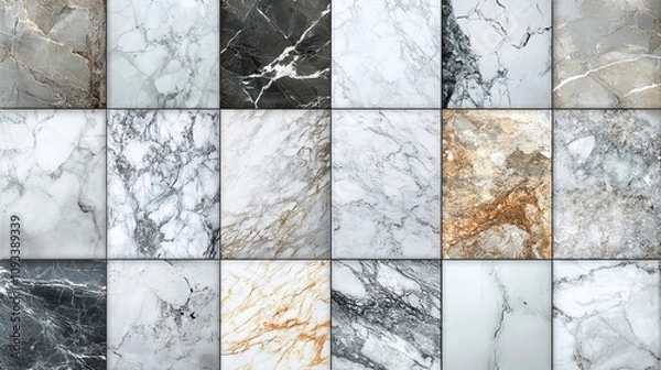Fototapeta Introducing marble-textured tile wallpaper, a captivating addition to your home decor. Inspired by nature's elegance, these tiles combine the charm of natural stone with the versatility of wallpaper
