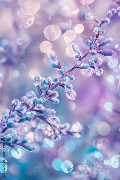 Fototapeta Delicate Purple and Blue Floral Abstract with Bokeh Effect - Soft Ethereal Nature Background for Creative Projects and Designs