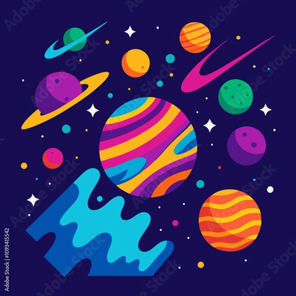 Fototapeta illustration of the moon and stars