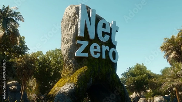 Fototapeta Nature Scene Featuring Net Zero Rock Formation in Lush Environment Emphasizing Sustainability and Green Initiatives