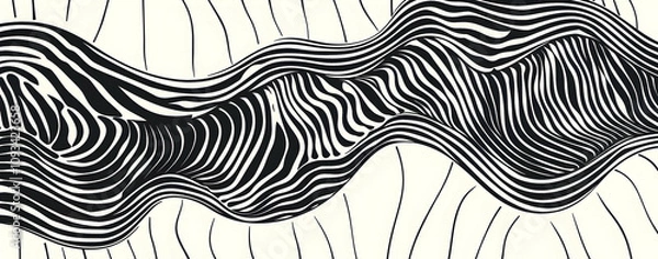 Fototapeta Vector wave lines, curved wavy thick and thin line art background vector illustration with a simple design.